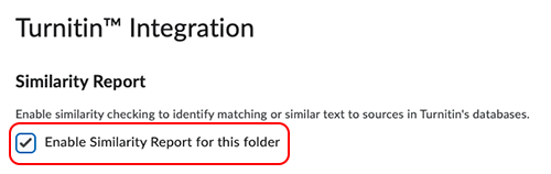 Enable Similarity Report for this folder