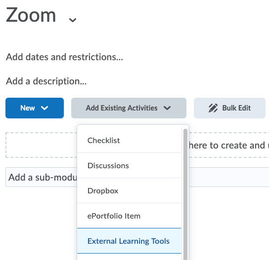 Eastern Illinois University Zoom Zoom in D2L Brightspace
